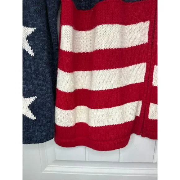 Mountain Lake Americana Flag Zip-Up Knit Cardigan Vintage 90s Patriotic 4th July - Picture 5 of 10